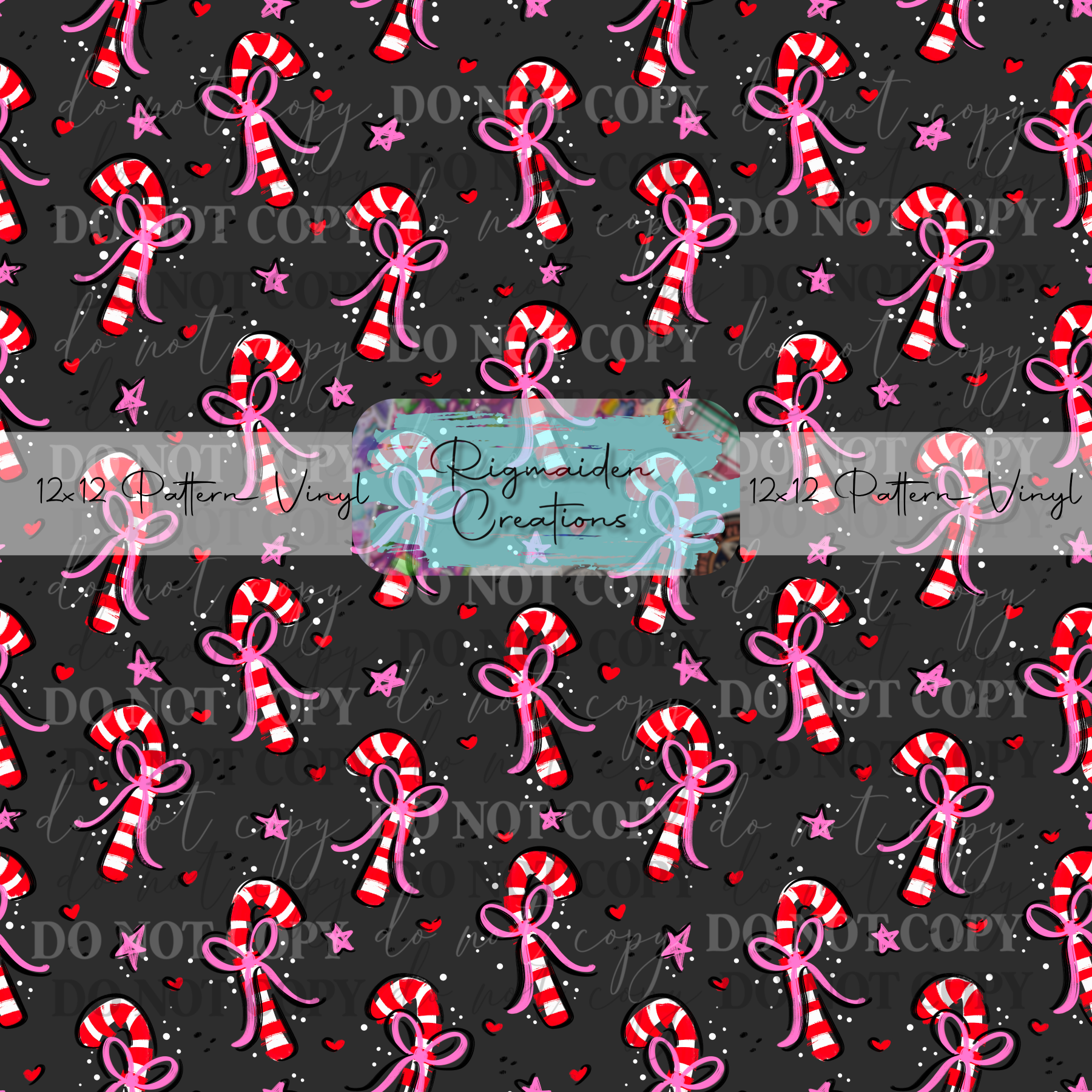 Candy Cane Doodles Grey Vinyl