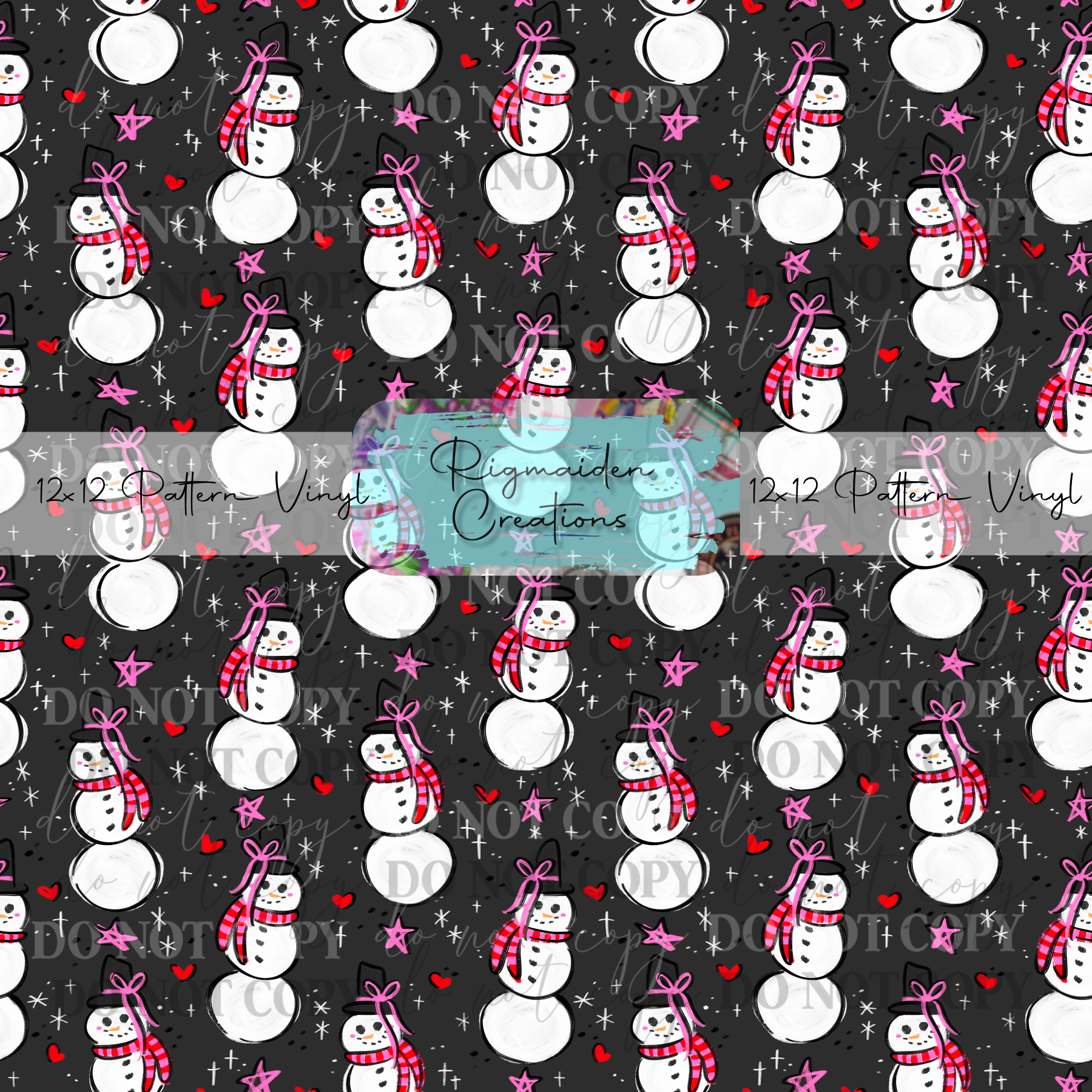 Snowman Doodles Grey Vinyl