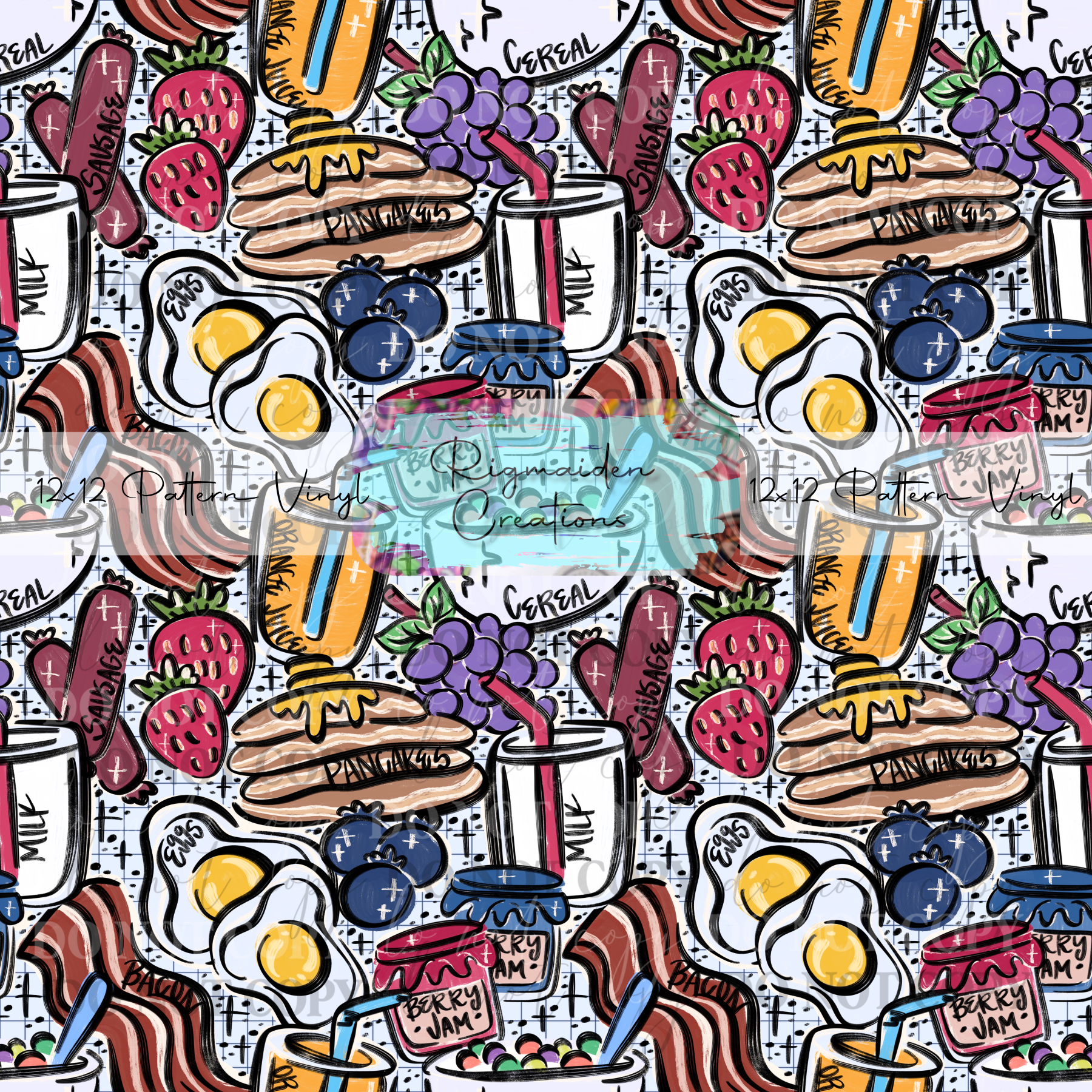 Breakfast Sketch Doodles Vinyl