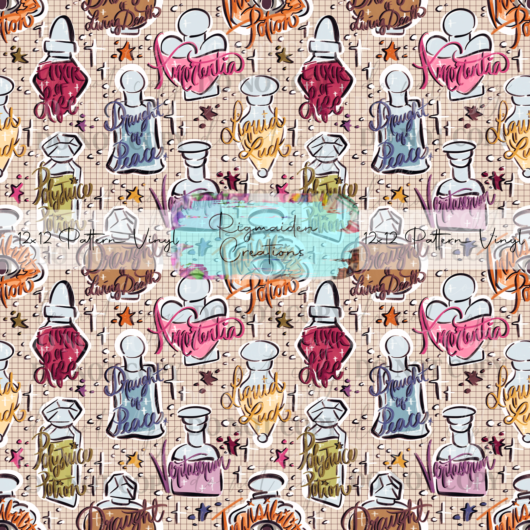 Wizard Potion Sketch Doodles Vinyl