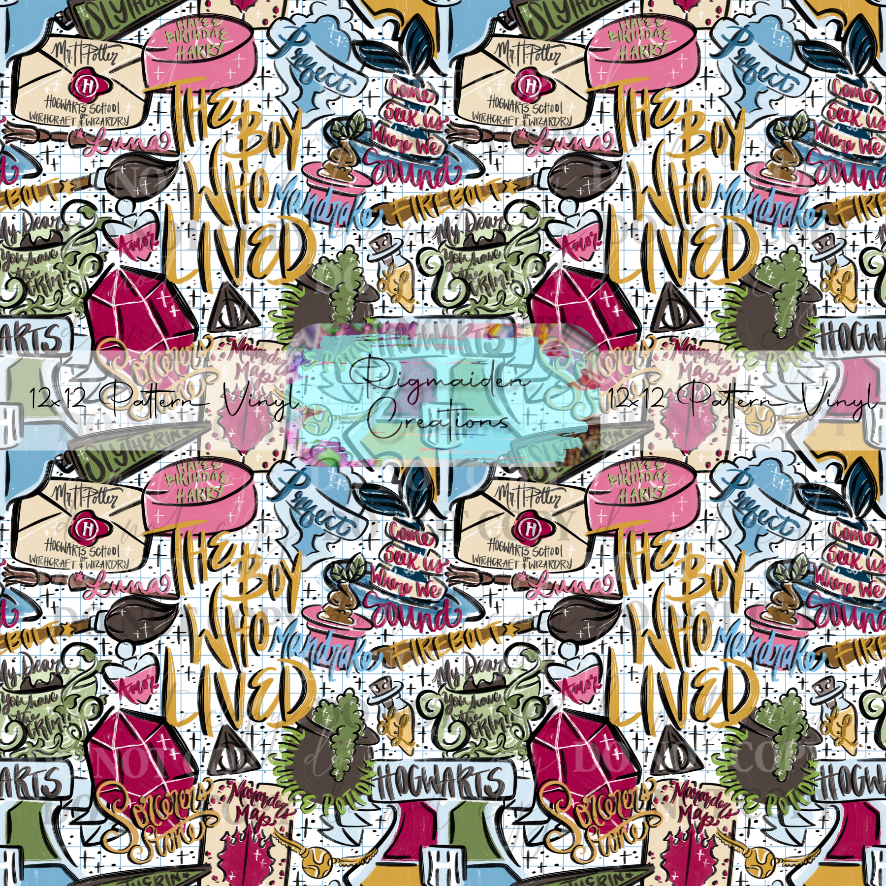 Boy Who Lived Wizard Sketch Doodles Vinyl