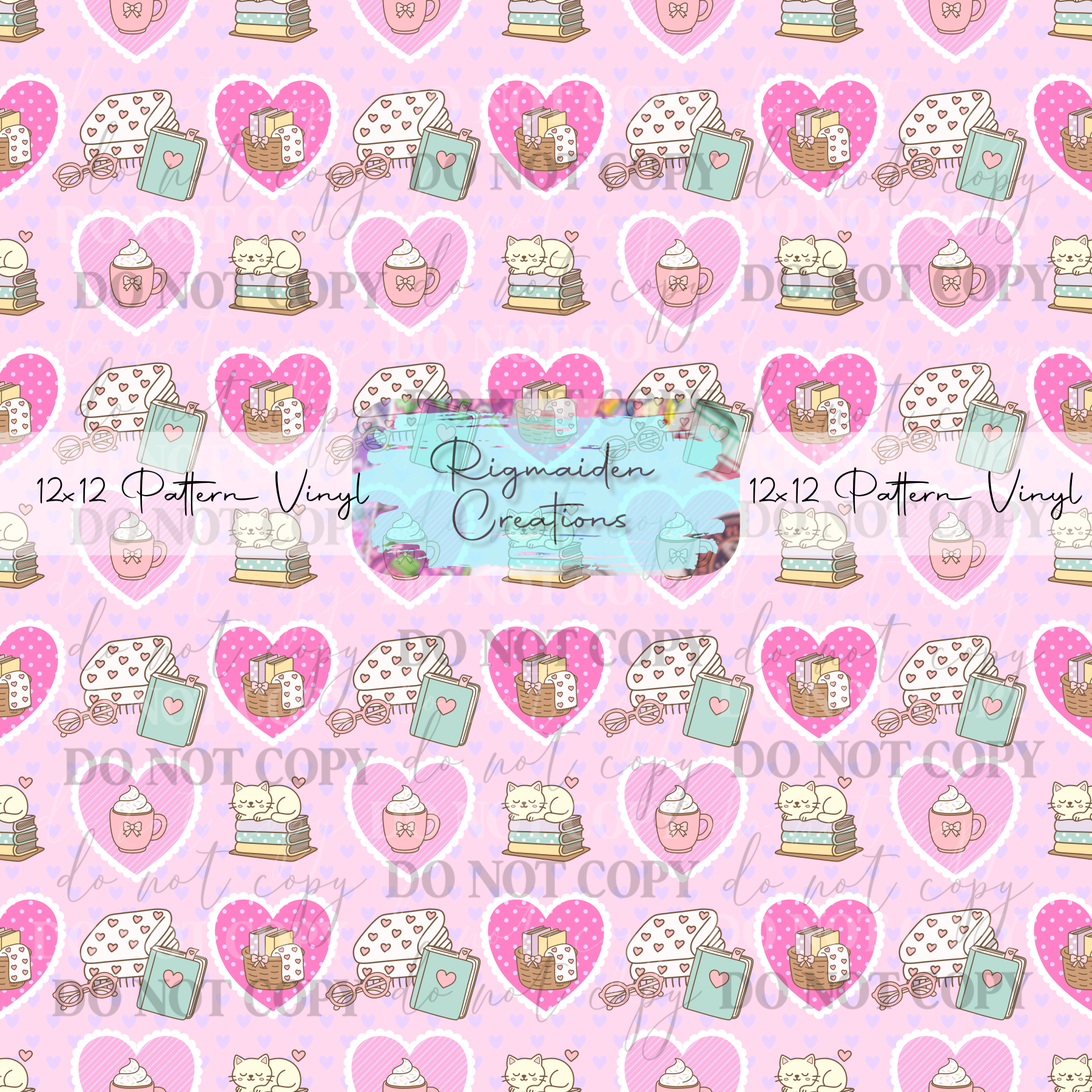 Cozy Pink Books and Coffee Vinyl