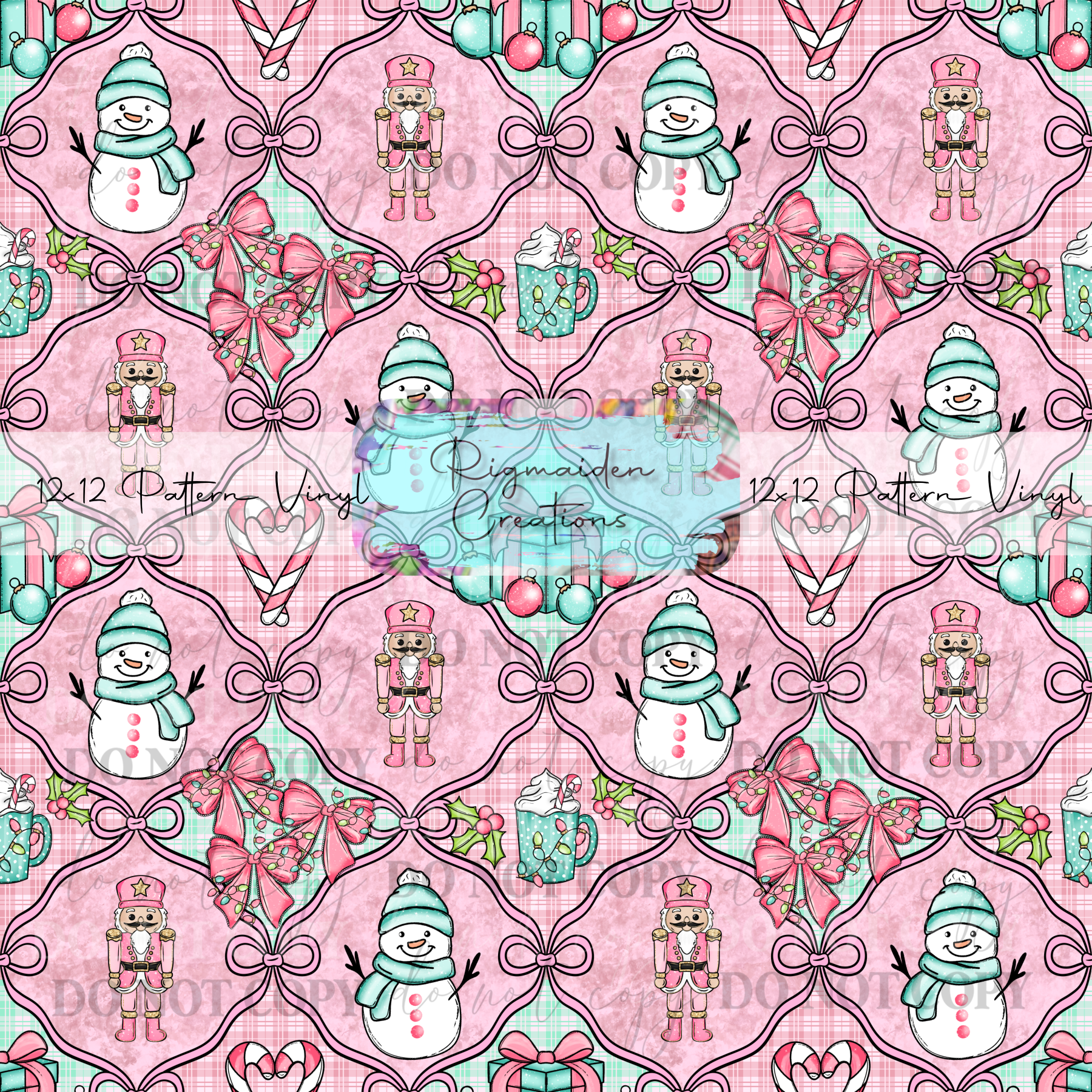 Pink and Mint Coquette Christmas Vinyl