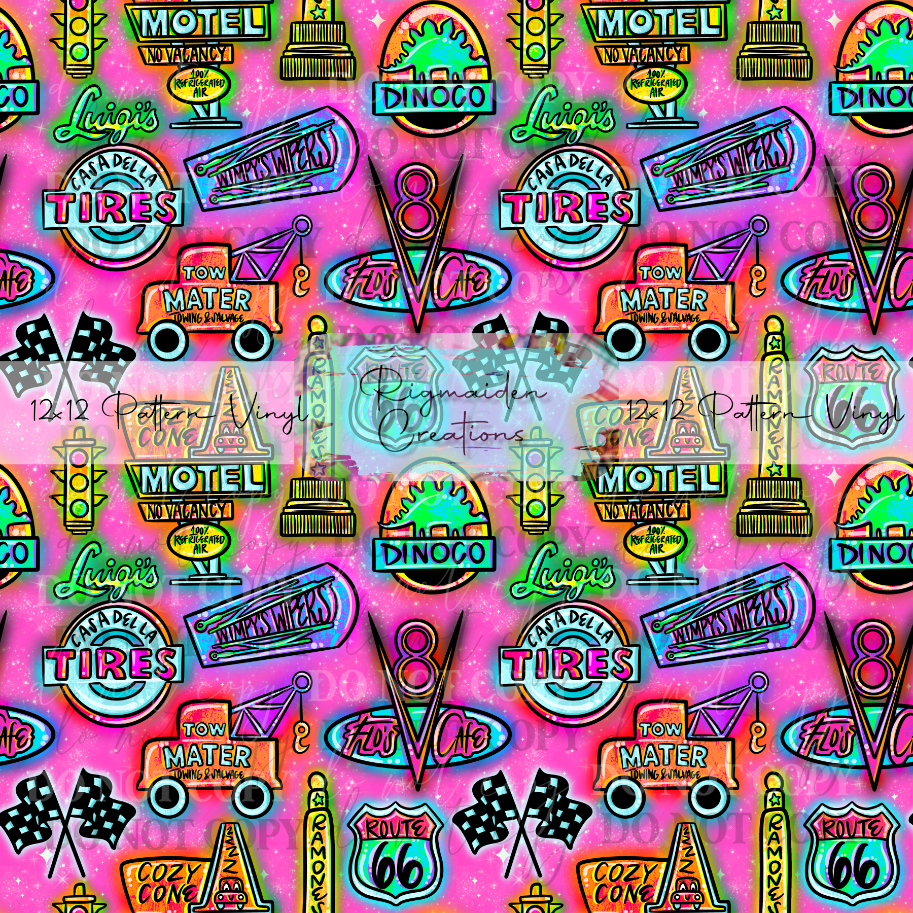 Cars Neon Signs Pink Vinyl