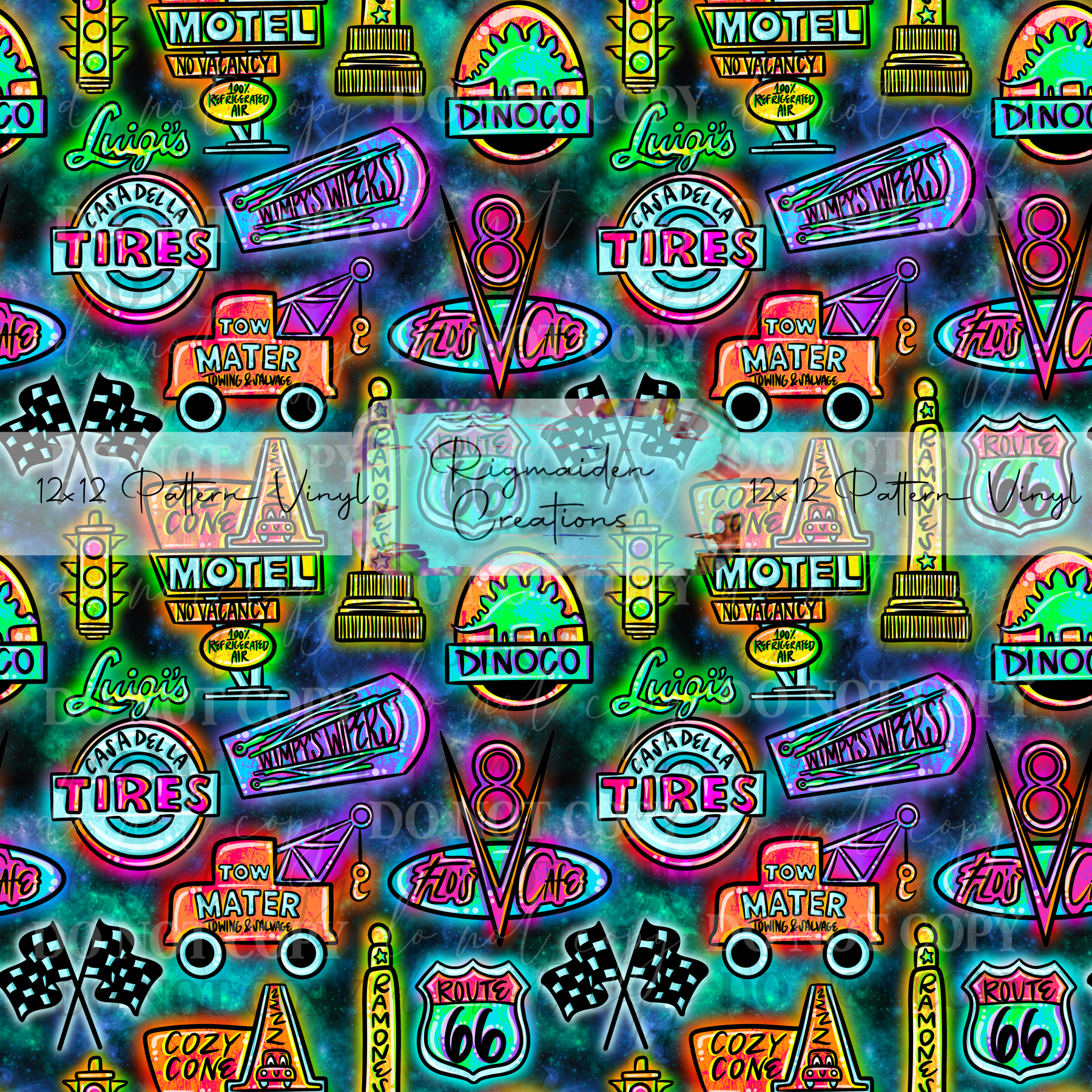 Cars Neon Signs Dark Vinyl