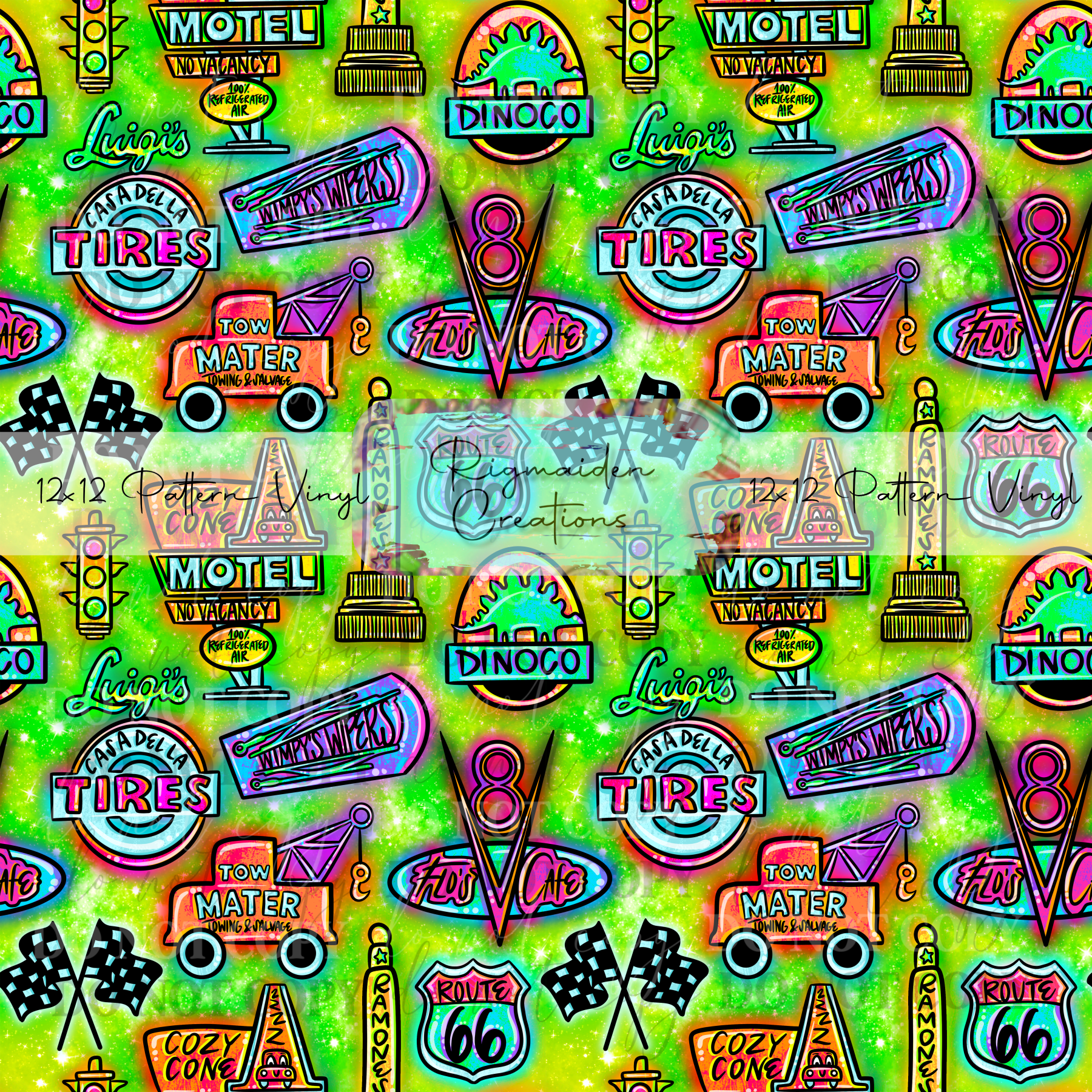 Cars Neon Signs Green Vinyl