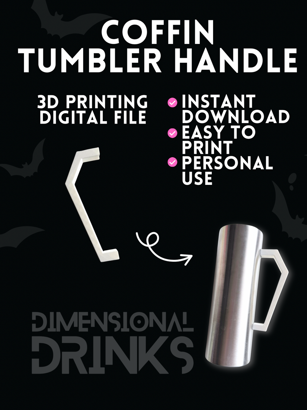 Coffin Tumbler Handle Digital STL File