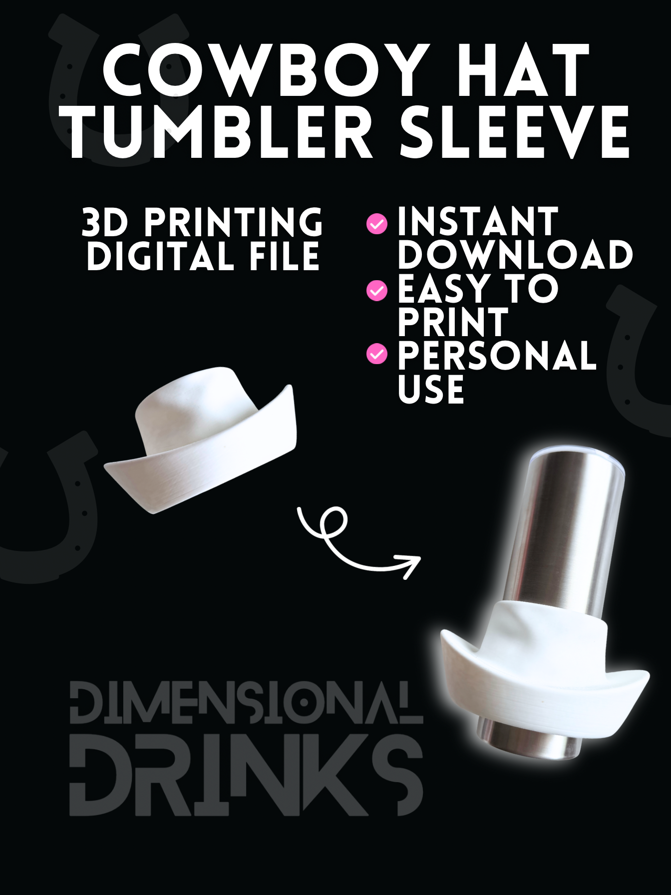 Cowboy Hat 3D Tumbler Sleeve Digital STL File