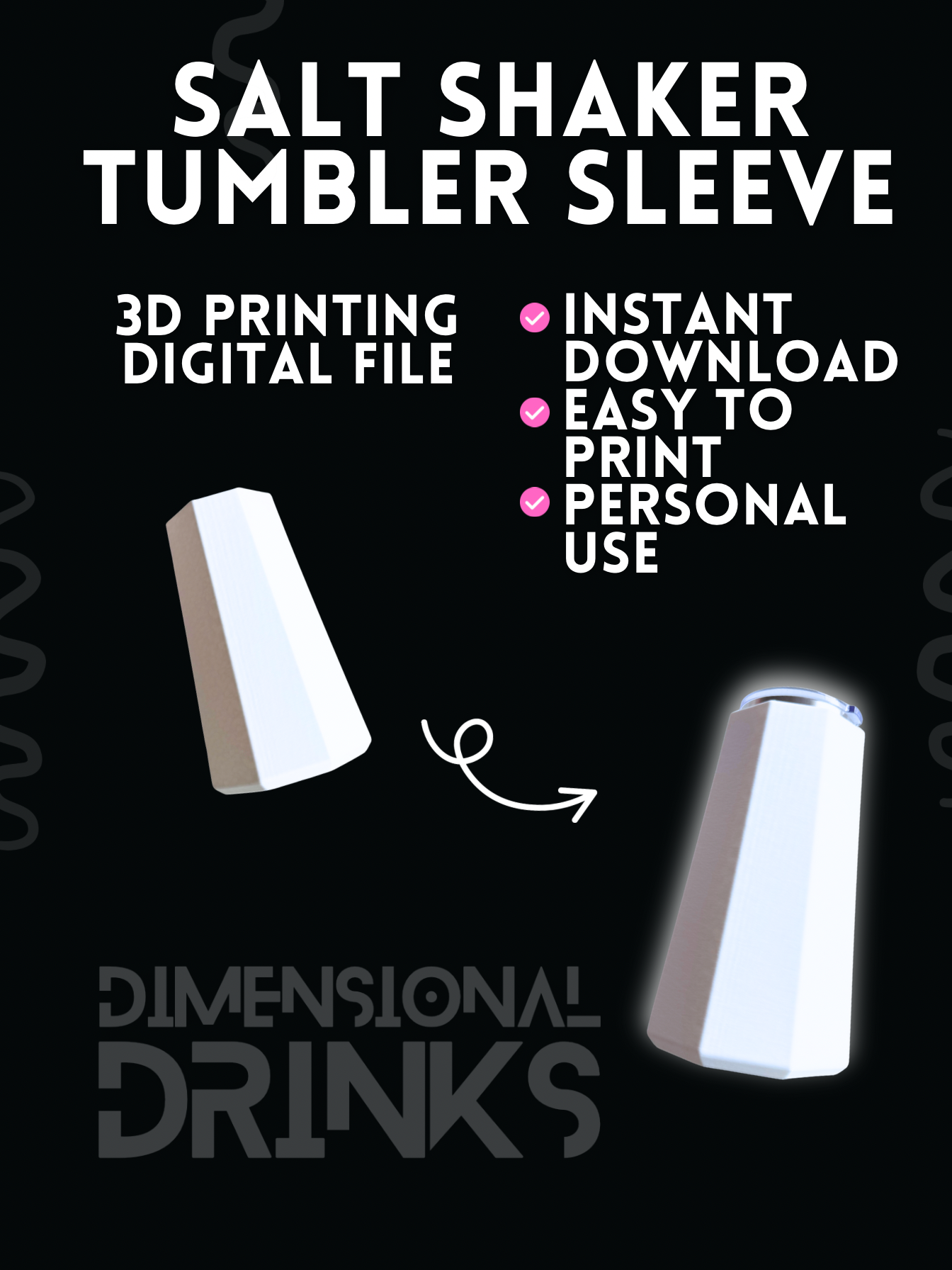 Salt Shaker 3D Tumbler Sleeve Digital STL File