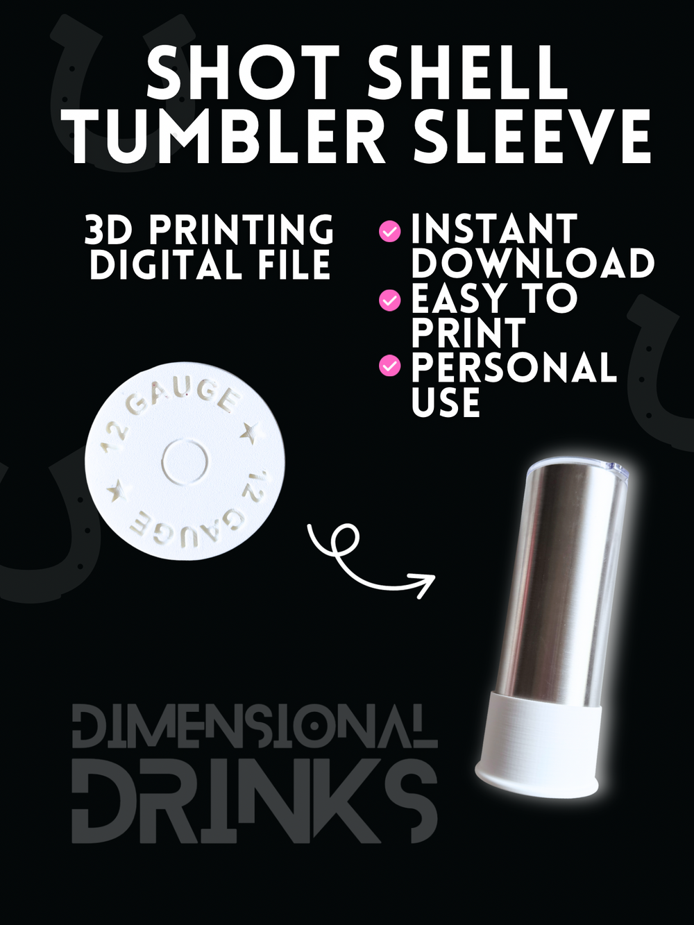 12 GA Shot Shell 3D Tumbler Sleeve Digital STL File