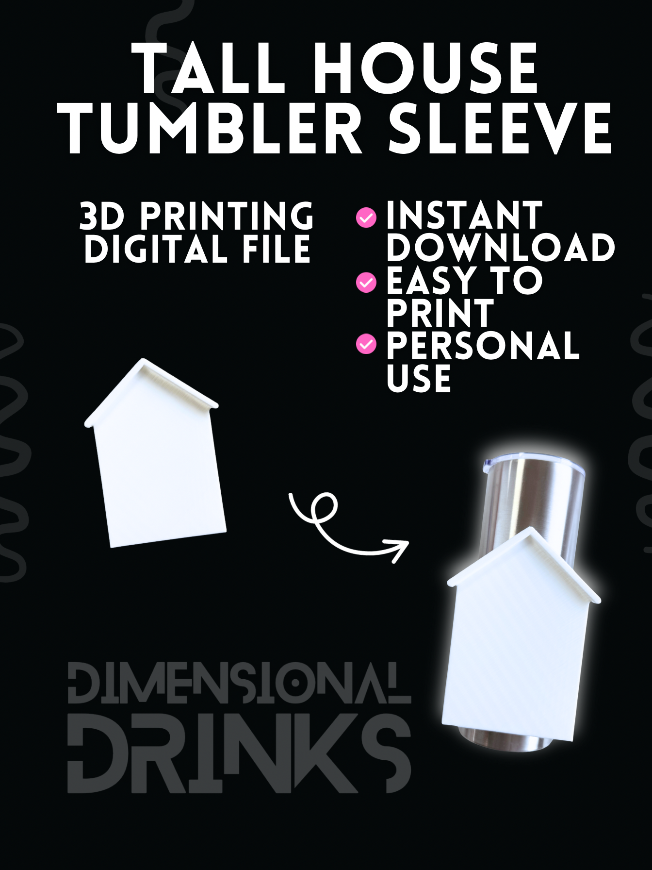 Tall House 3D Tumbler Sleeve Digital STL File