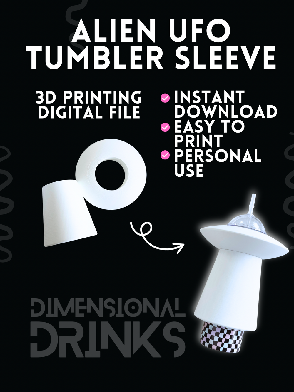 UFO 3D Tumbler Sleeve Digital STL File