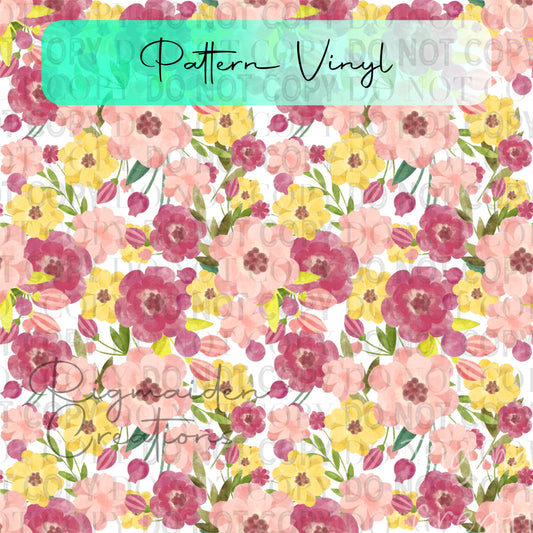 Watercolor Floral Bliss Pattern Vinyl - 12x12